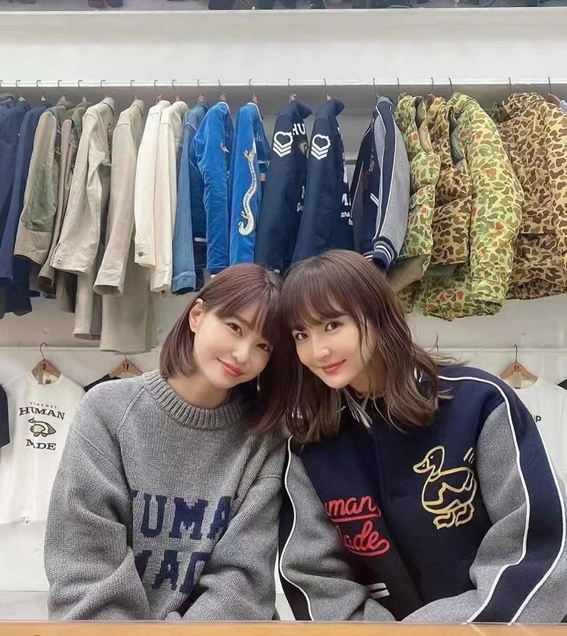 Human Made Duck Navy Blue and Grey Varsity Jacket