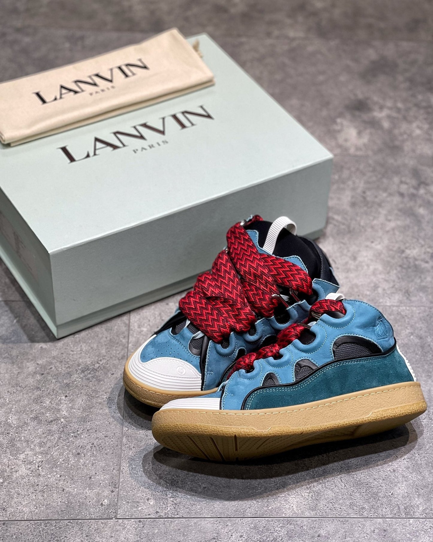 Lanvin Leather Curb Blue Grey