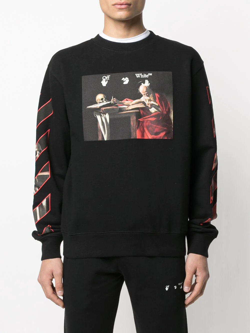 Off-White Caravaggio Diag Sleeve Crewneck Black/Red