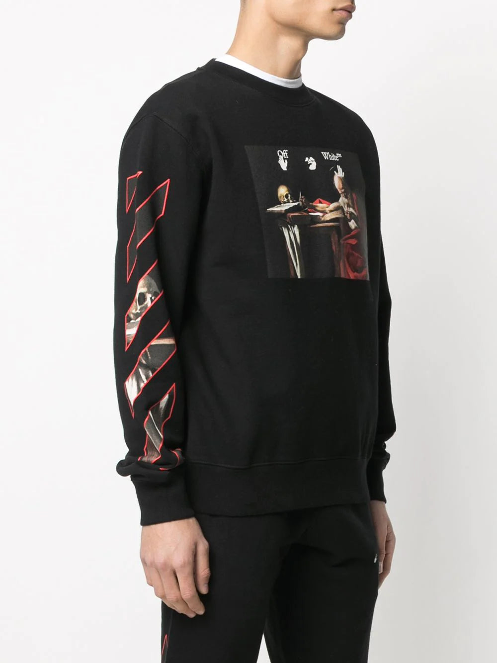 Off-White Caravaggio Diag Sleeve Crewneck Black/Red