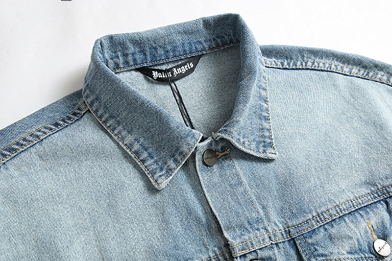 Palm Angels Logo Over Denim Jacket 'Blue/White'