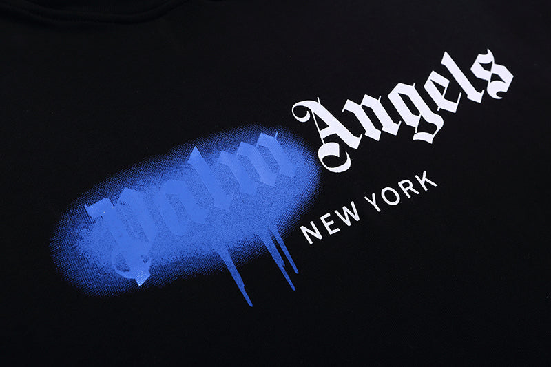 Palm Angels NY Sprayed Hoodie 'Black/Blue'