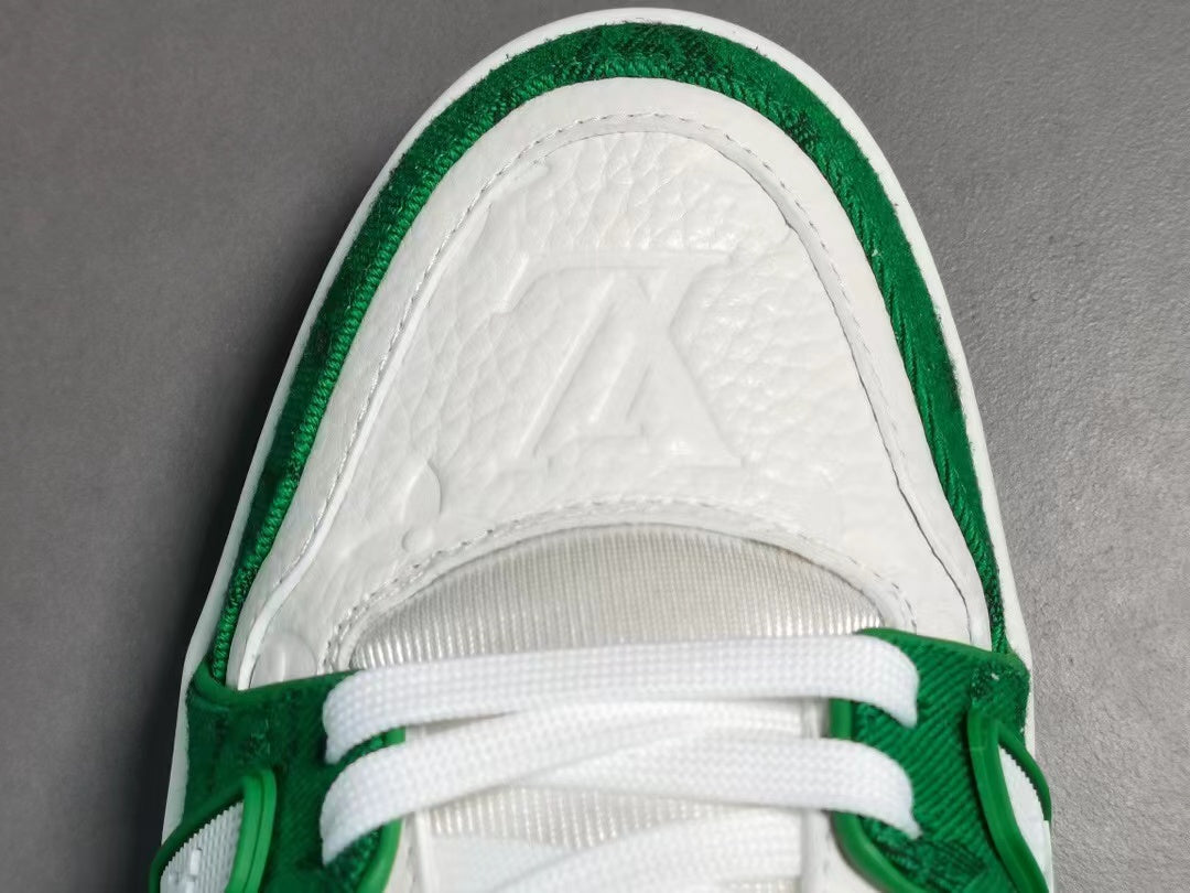 Louis Vuitton Trainer Green Monogram Denim White