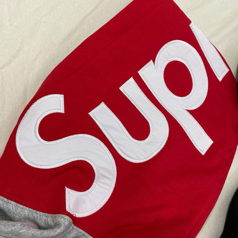 SUP 21FW CONTRAST HOODED SWEATSHIRT Red Grey