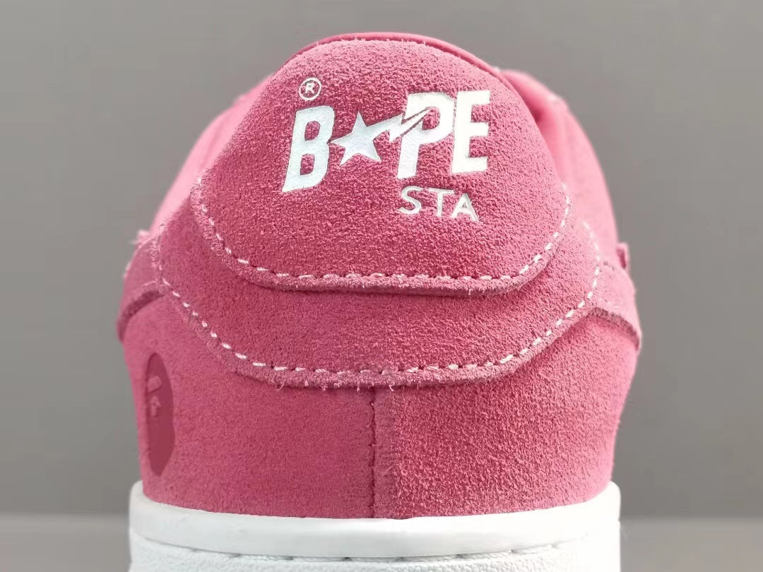 A Bathing Ape Bape Sta Low Pink suede