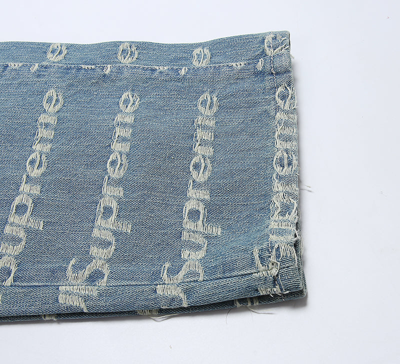 Supreme Frayed Logos Denim Trucker Pants BLUE