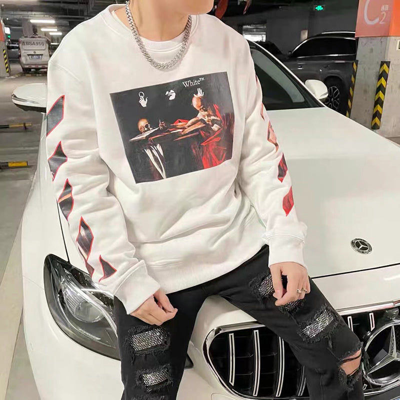 Off-White Caravaggio Diag Sleeve Crewneck Black/Red