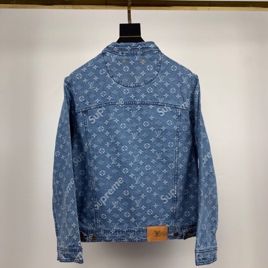 Supreme x Louis Vuitton Jacquard Denim Trucker Jacket Blue