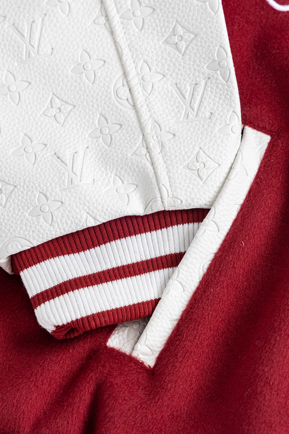 RED LEATHER BOMBER VARSITY JACKET | LOUIS VUITTON