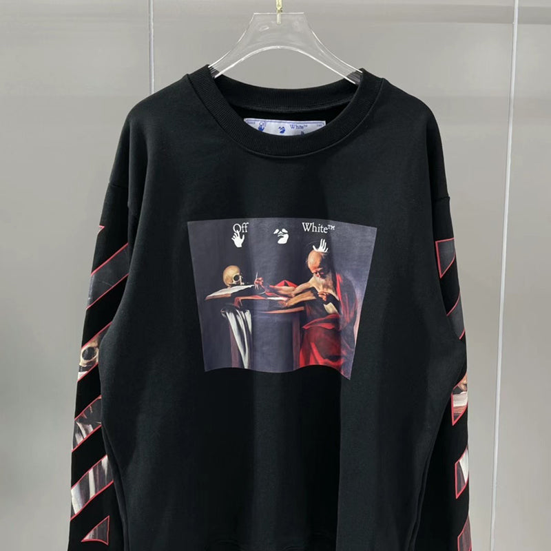Off-White Caravaggio Diag Sleeve Crewneck Black/Red