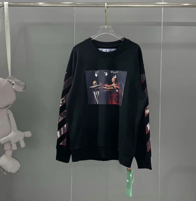 Off-White Caravaggio Diag Sleeve Crewneck White/Red