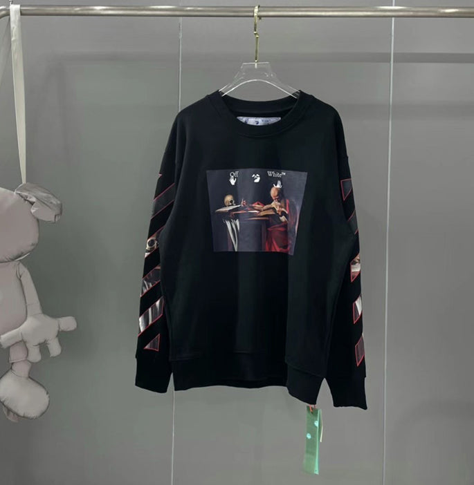 Off-White Caravaggio Diag Sleeve Crewneck Black/Red