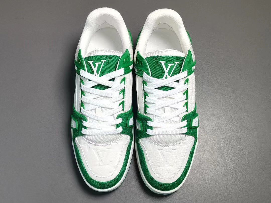 Louis Vuitton Trainer Green Monogram Denim White