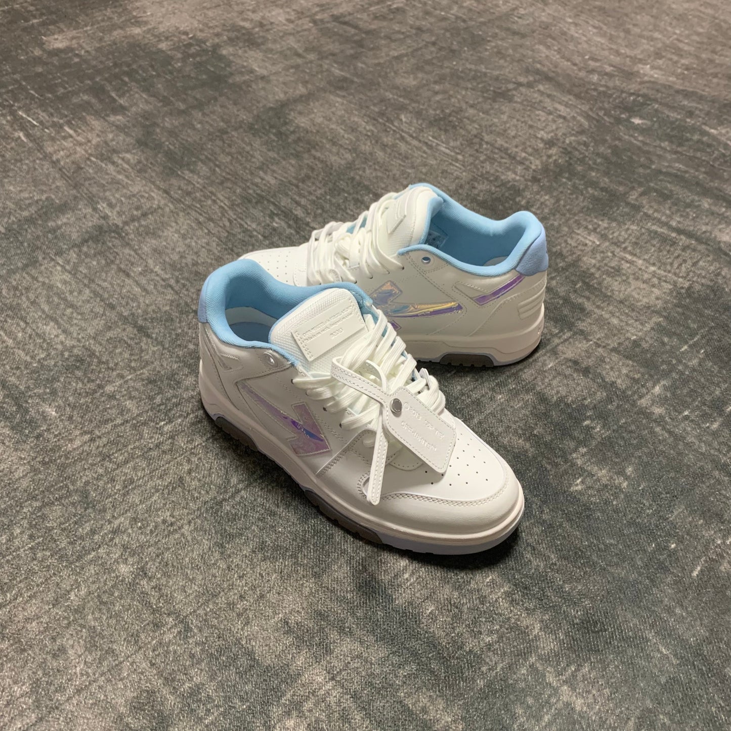 Off-White Out of Office 'White Iridescent' Leather Zip Tie