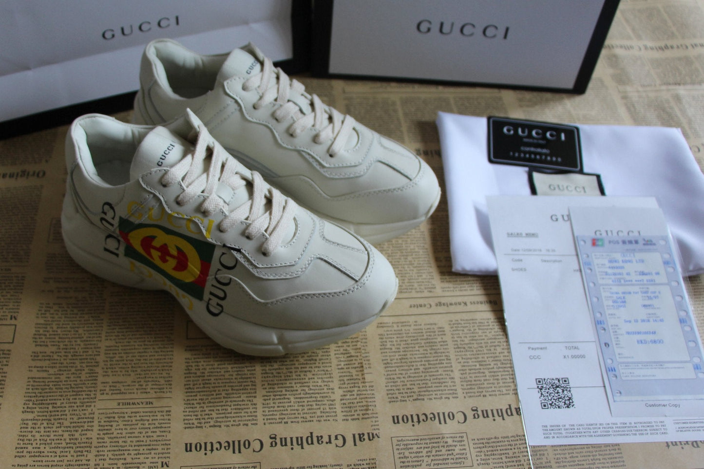 Rhyton Gucci / LOGO LEATHER WHITE