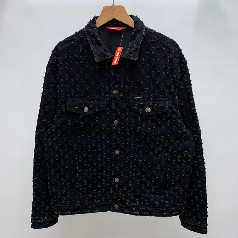 Supreme Hole Punch Denim Trucker Jacket BLACK