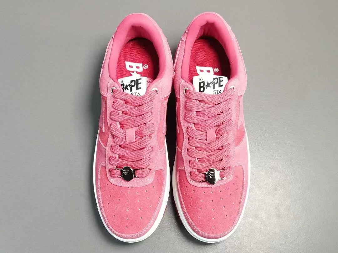 A Bathing Ape Bape Sta Low Pink suede