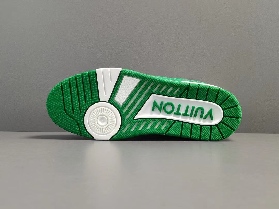 Louis Vuitton Trainer Green Monogram Denim White
