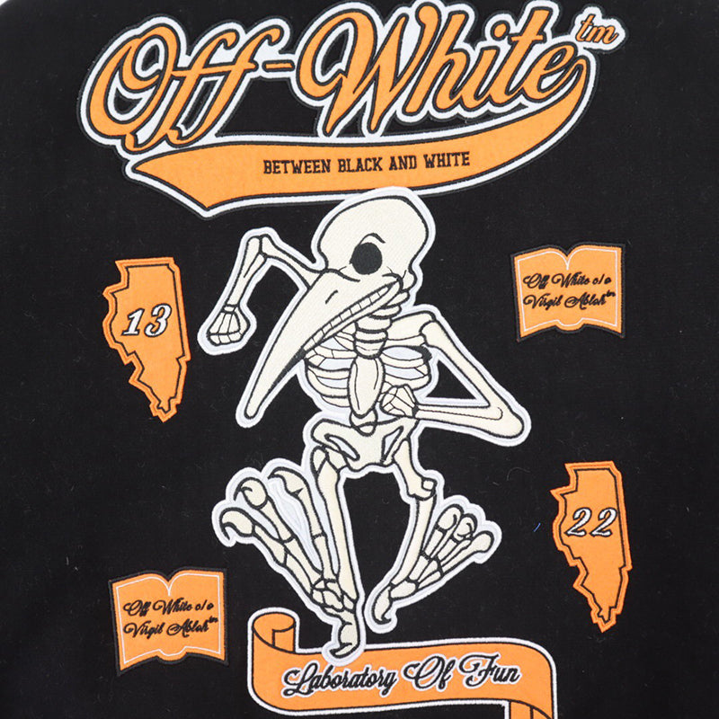 OFF - WHITE Black wool and leather varsity jacket