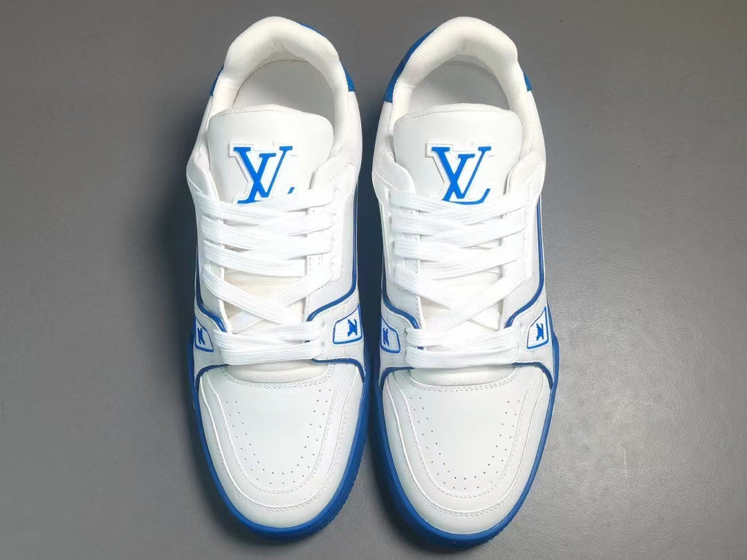 Louis Vuitton Trainer White Blue Signature
