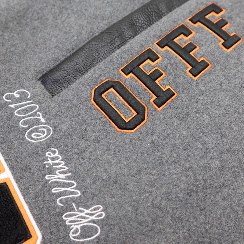 OFF - WHITE Grey wool and leather varsity jacket