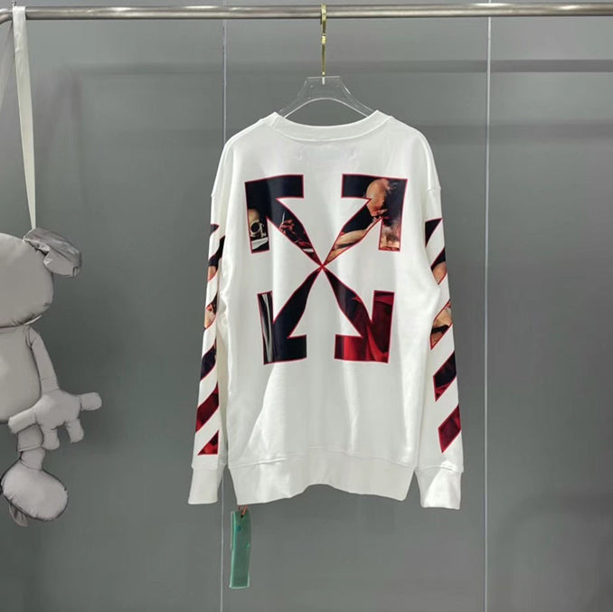 Off-White Caravaggio Diag Sleeve Crewneck White/Red