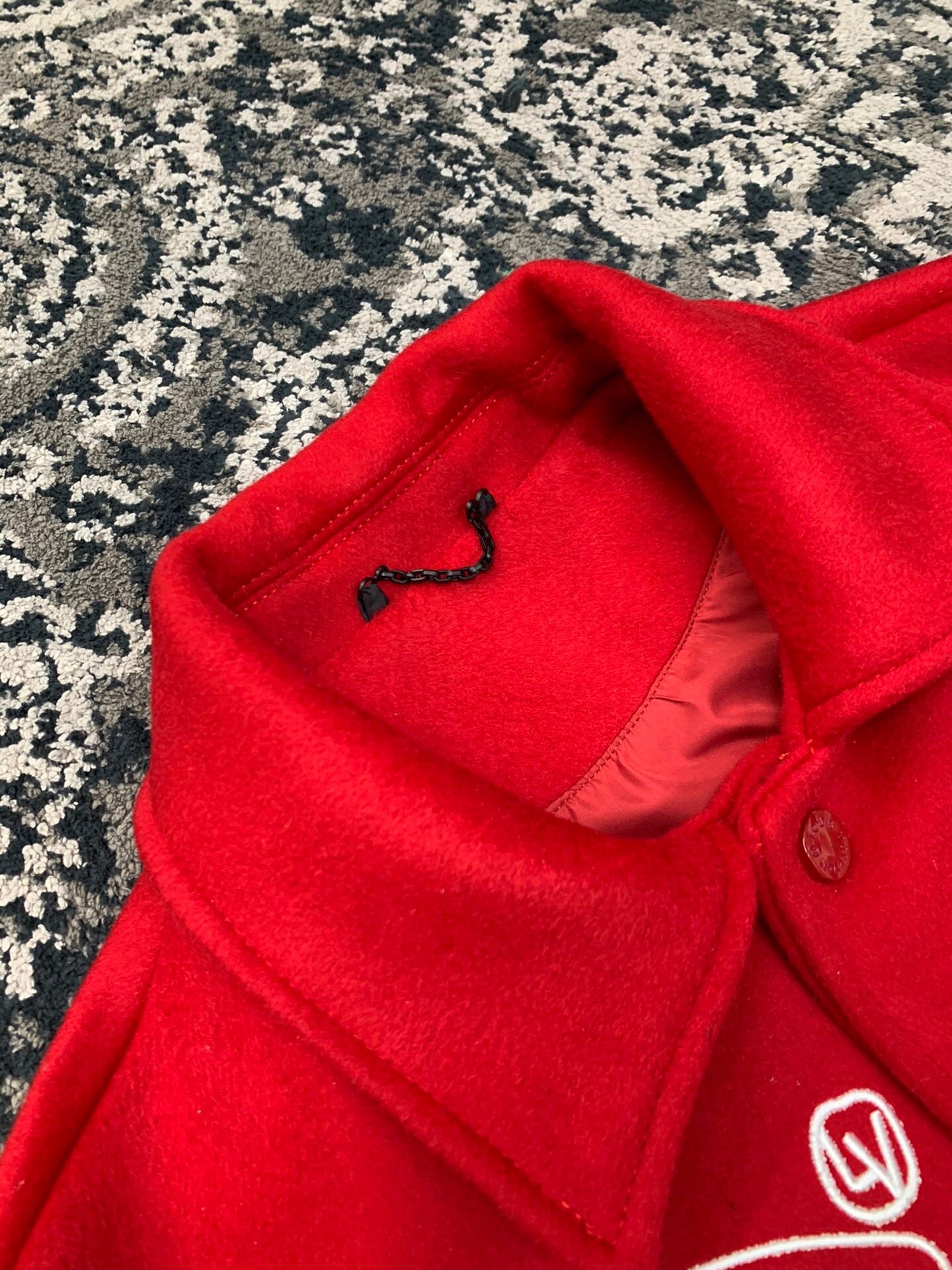 RED LEATHER BOMBER VARSITY JACKET | LOUIS VUITTON