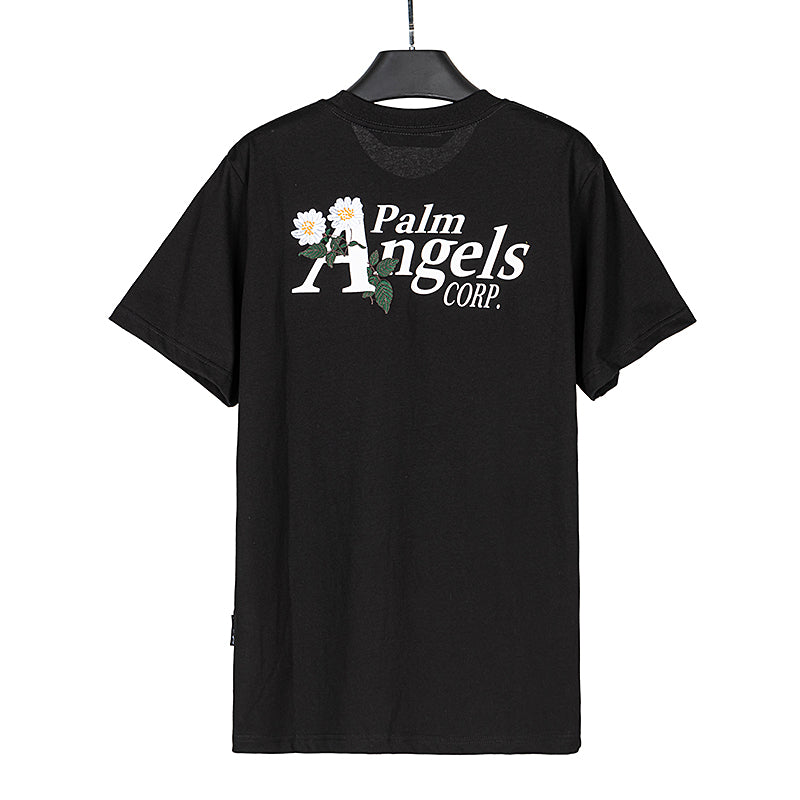 Palm Angels Floral Embroidery Logo-print T-shirt