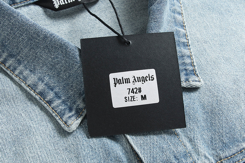 Palm Angels Logo Over Denim Jacket 'Blue/White'