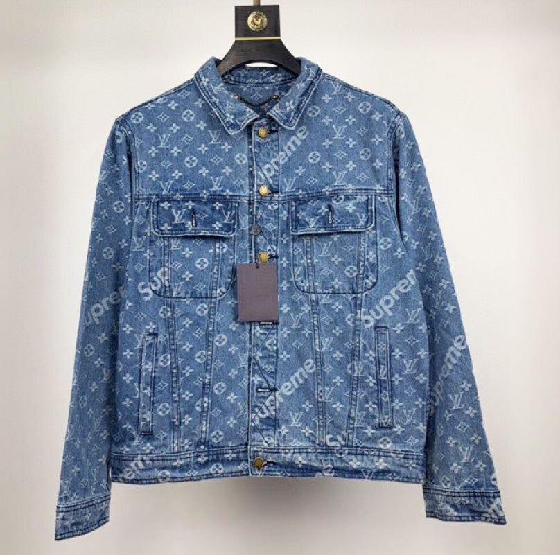 Supreme x Louis Vuitton Jacquard Denim Trucker Jacket Blue