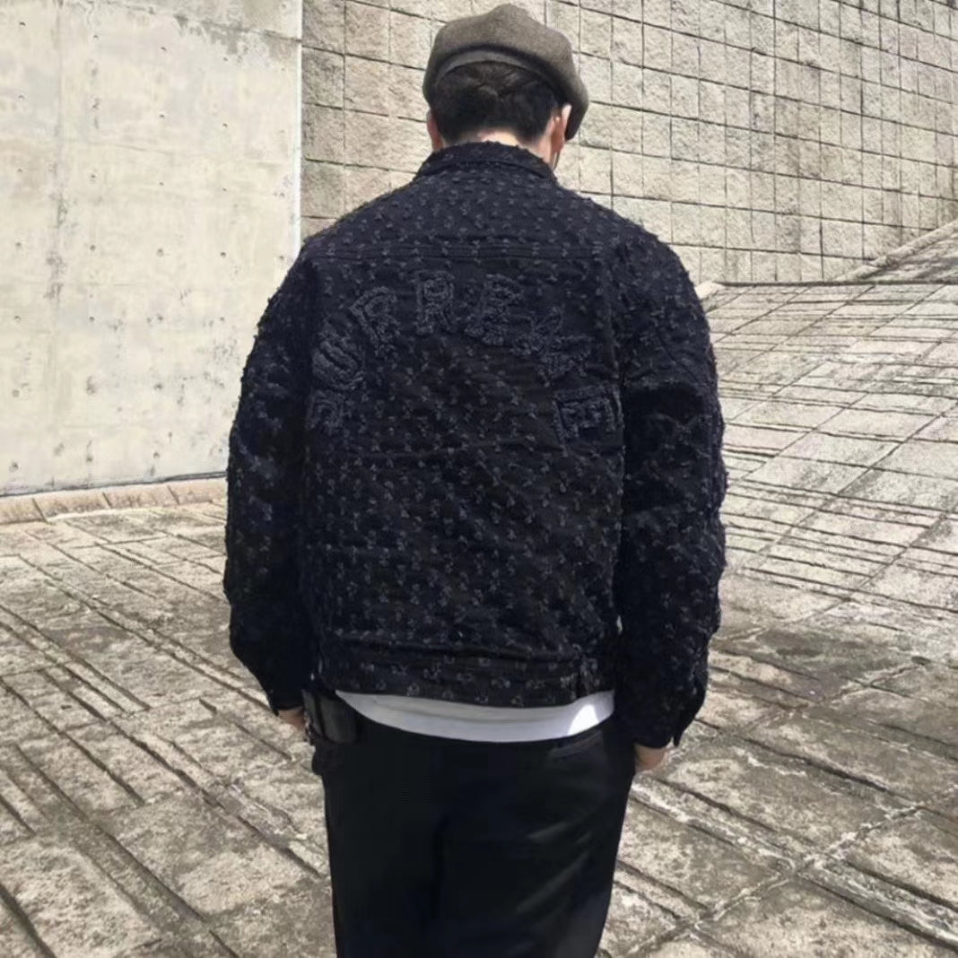 Supreme Hole Punch Denim Trucker Jacket BLACK
