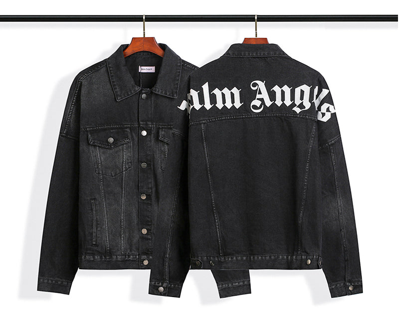 Palm Angels Washed Denim Trucker Jacket 'Grey'