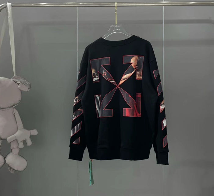 Off-White Caravaggio Diag Sleeve Crewneck White/Red