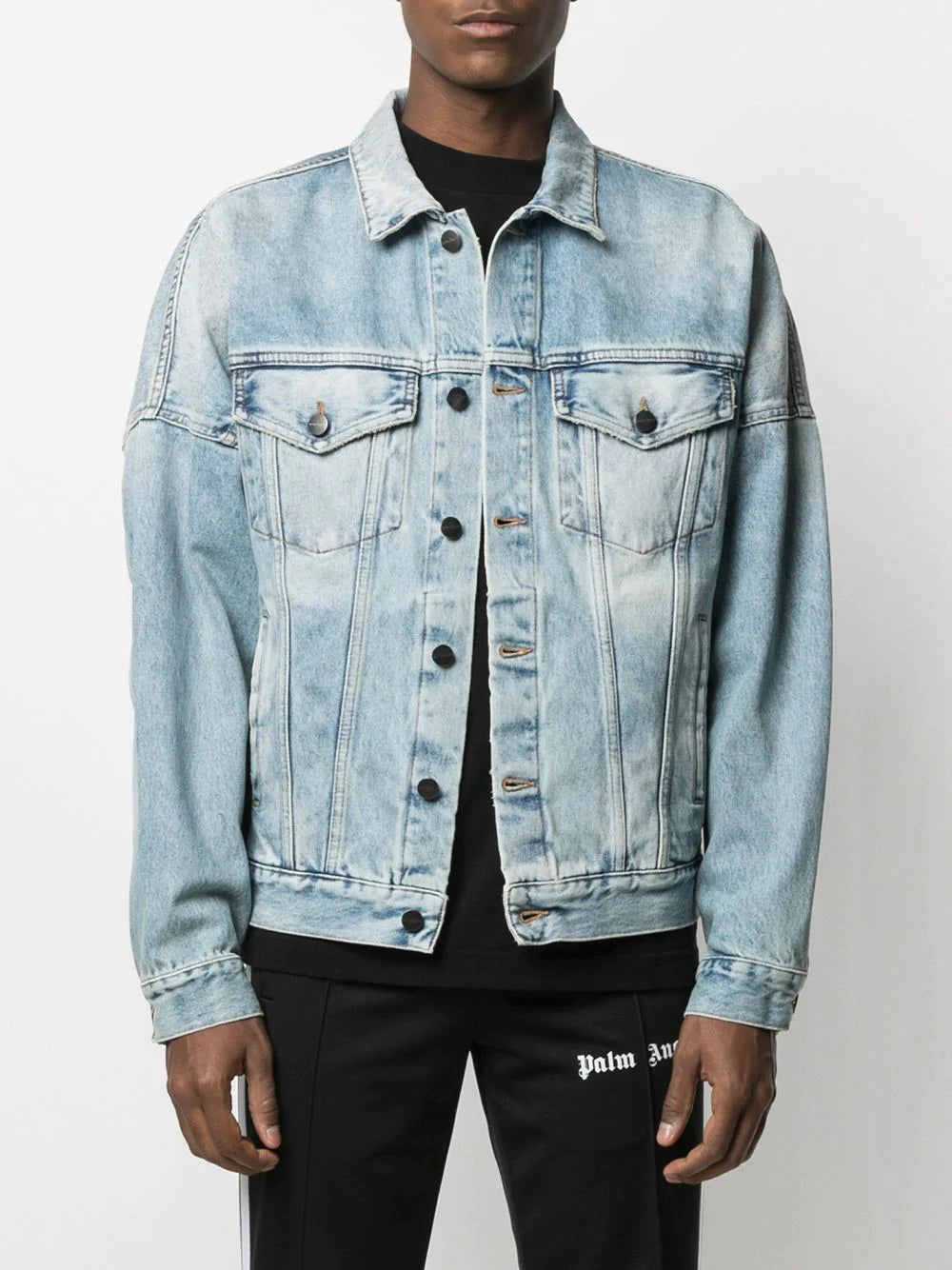 Palm Angels Logo Over Denim Jacket 'Blue/White'