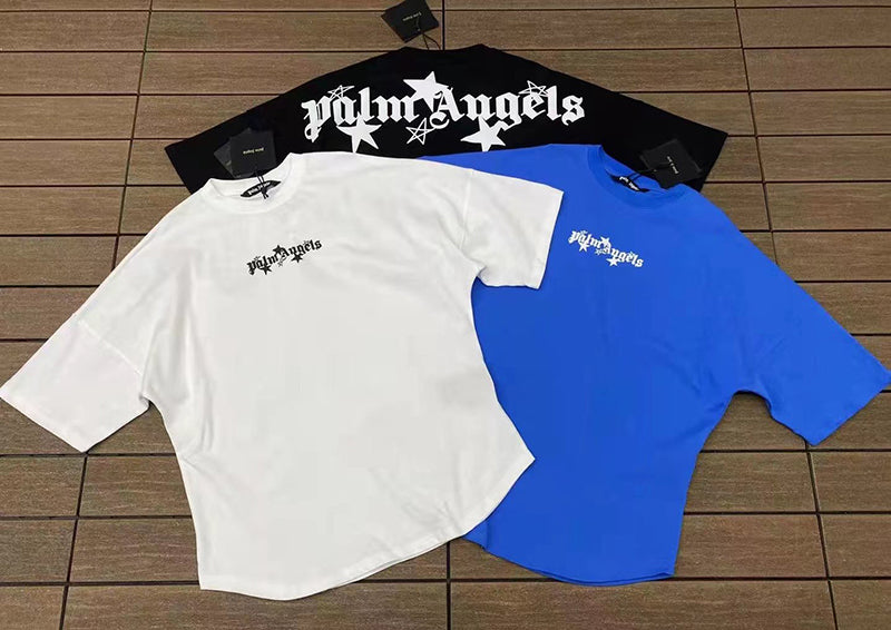 Palm Angels Shooting Stars Overlogo Tee 'Blue/White'