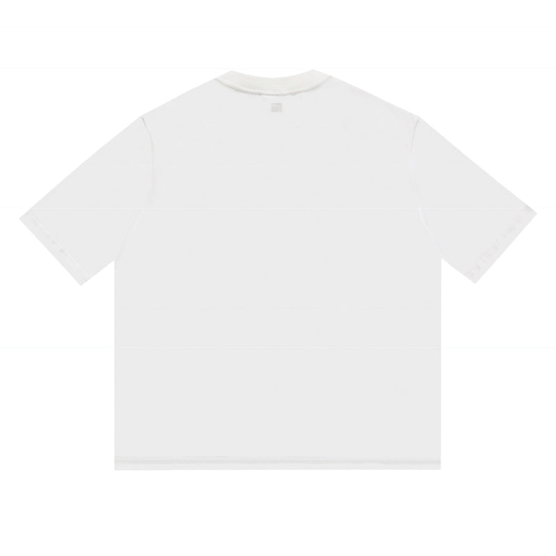 AMI PARIS - WHITE TEE WITH BIG RED HEART LOGO EMBROIDERED