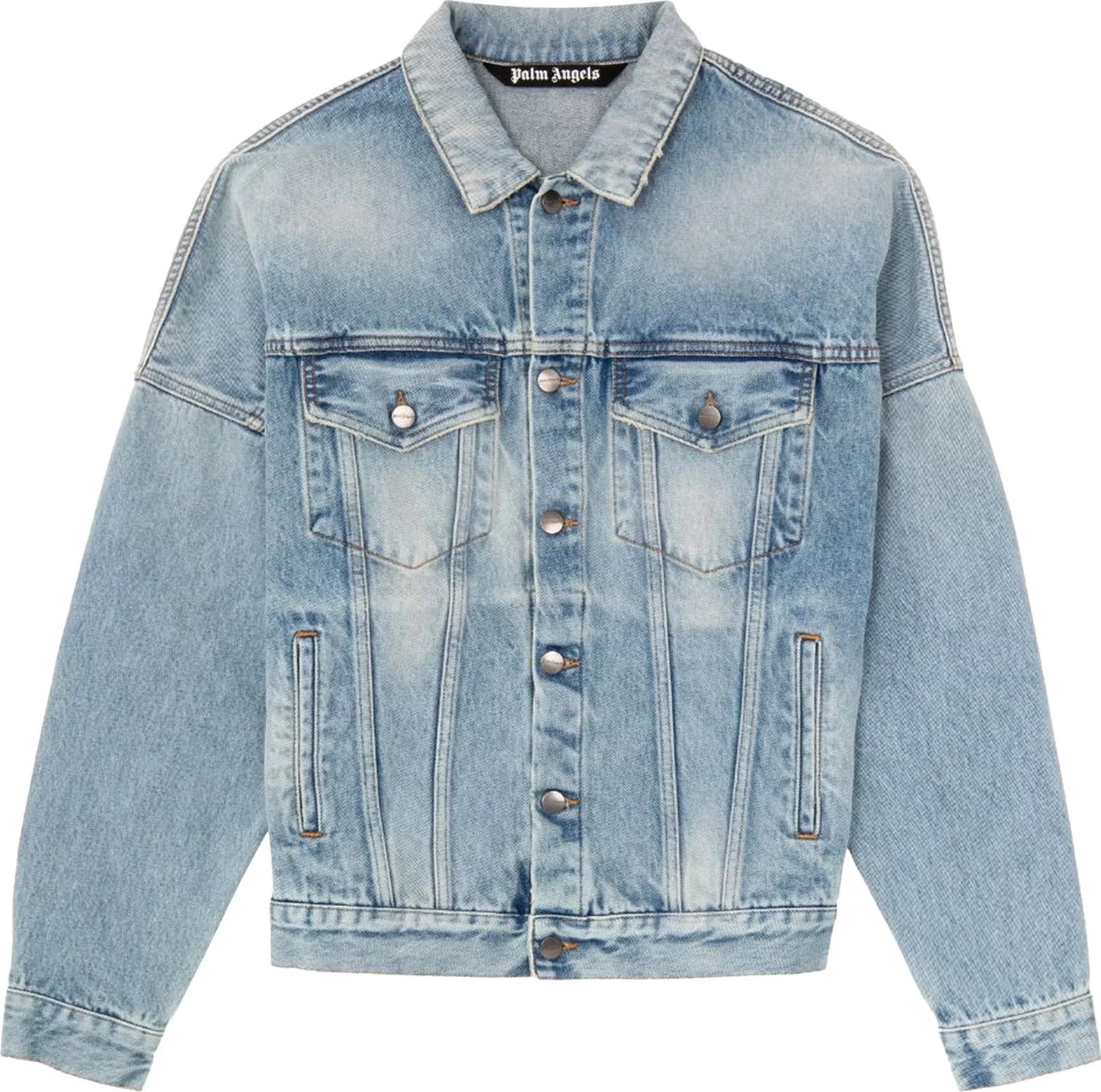 Palm Angels Logo Over Denim Jacket 'Blue/White'