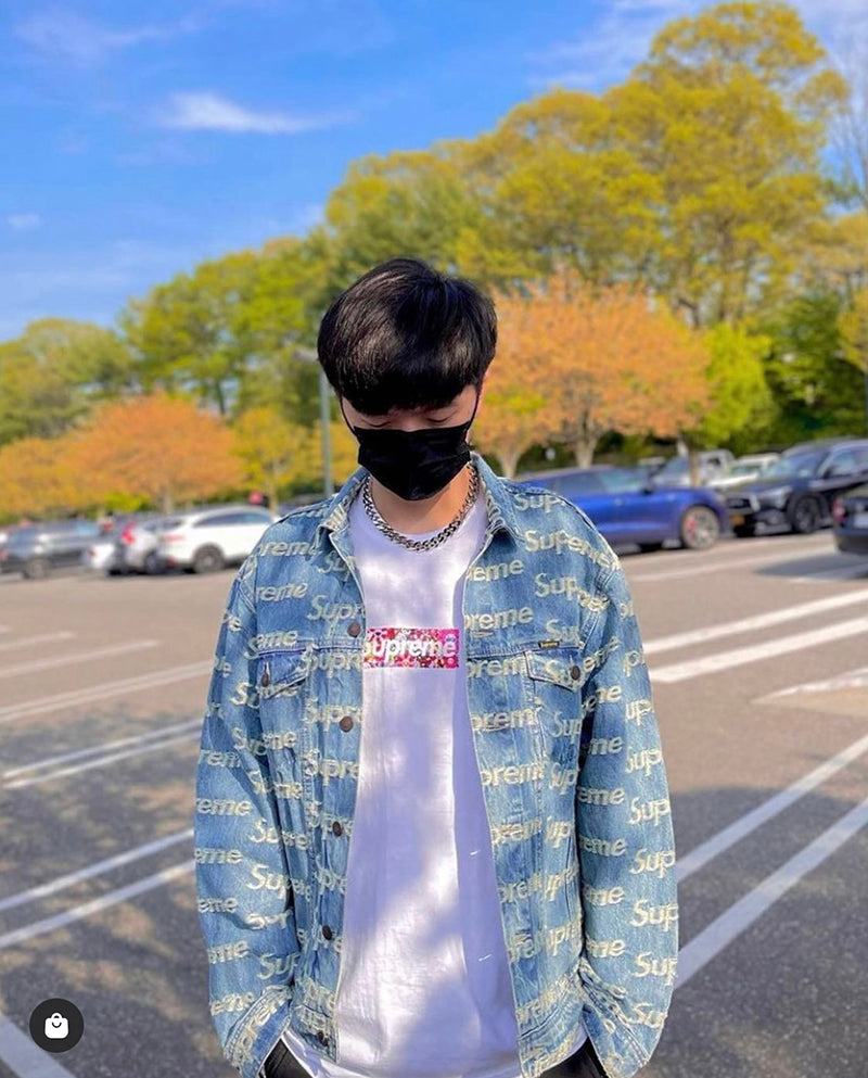 Supreme Frayed Logos Denim Trucker Jacket Blue