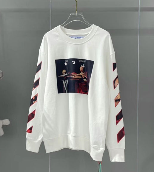 Off-White Caravaggio Diag Sleeve Crewneck Black/Red