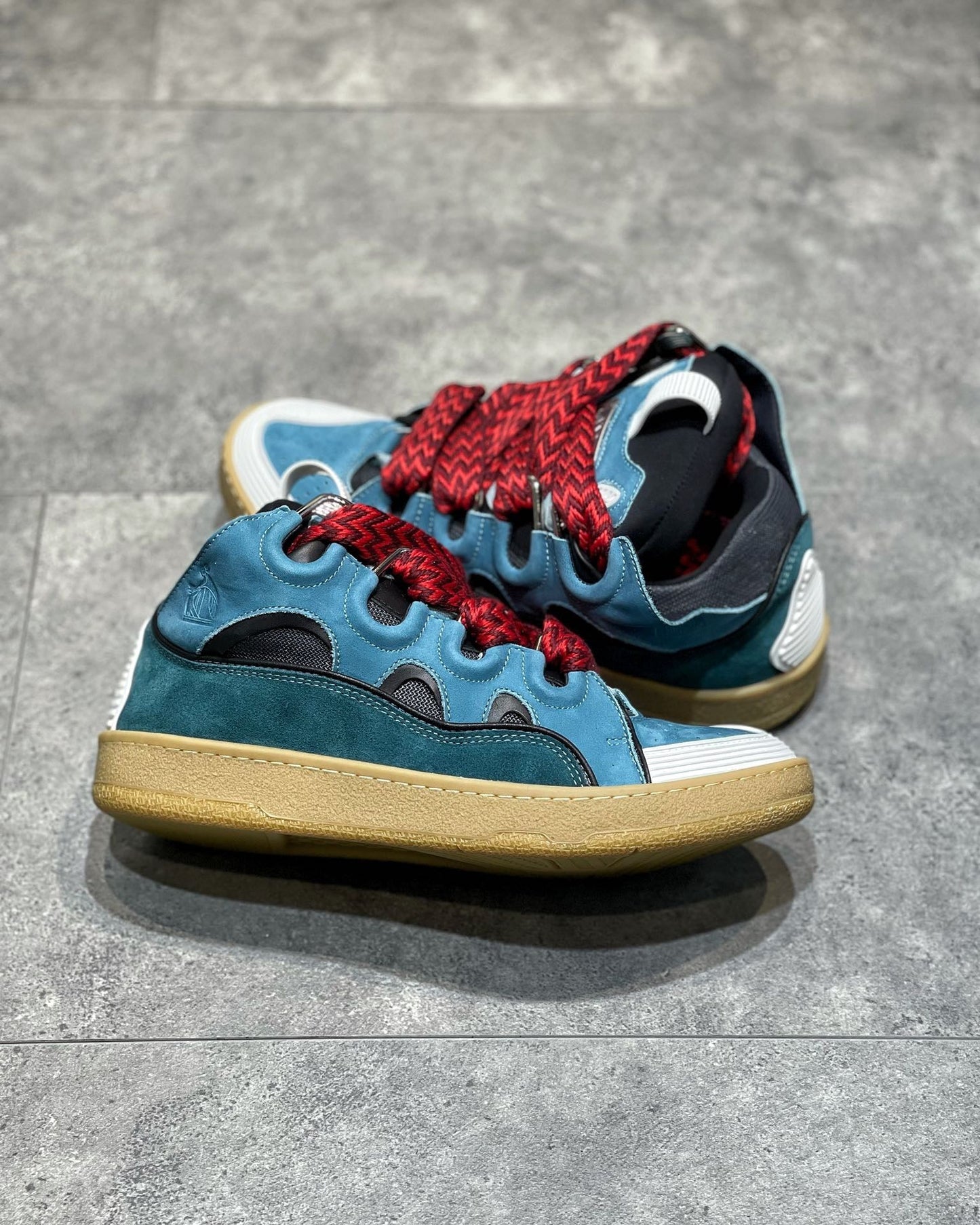 Lanvin Leather Curb Blue Grey