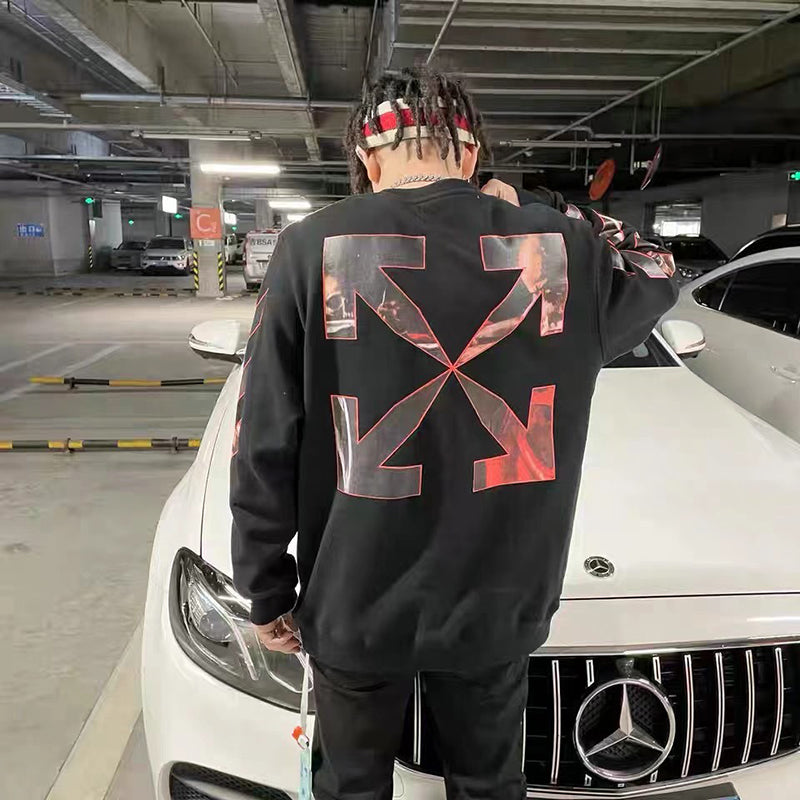 Off-White Caravaggio Diag Sleeve Crewneck Black/Red