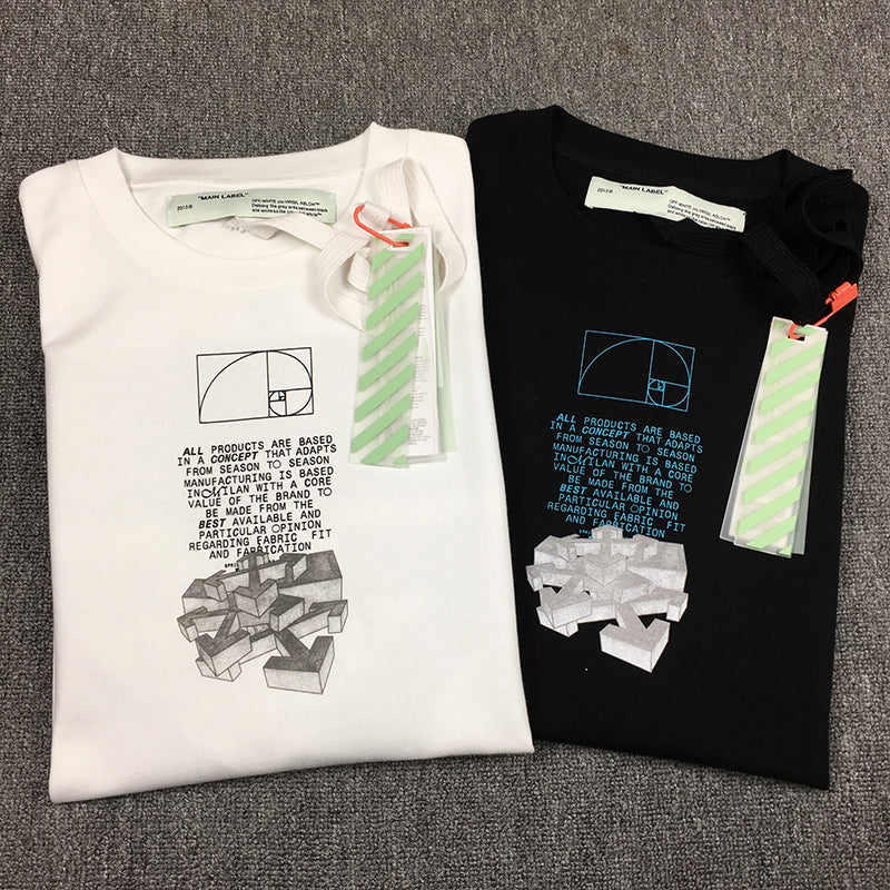 OFF WHITE 20SS Golden Ratio Arrow Graffiti T shirt Black
