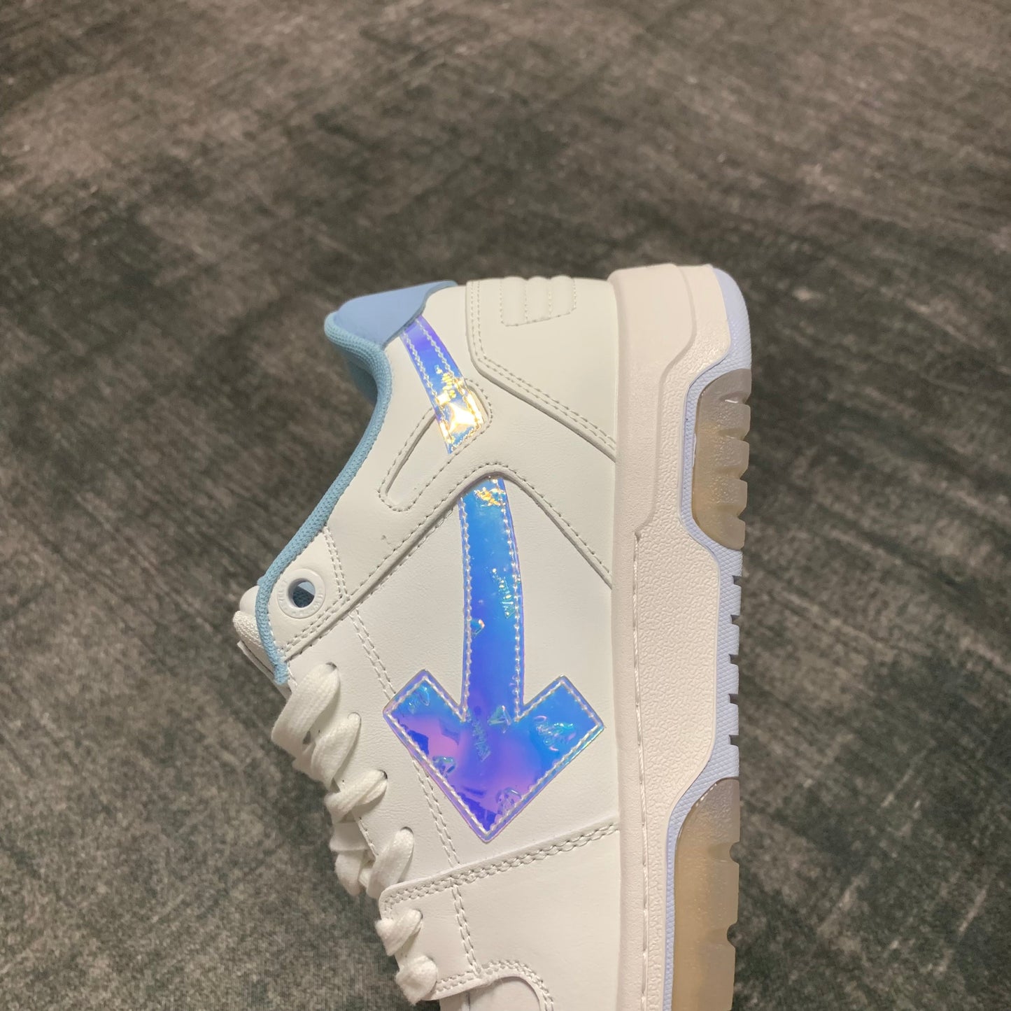 Off-White Out of Office 'White Iridescent' Leather Zip Tie
