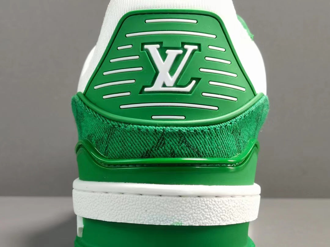 Louis Vuitton Trainer Green Monogram Denim White