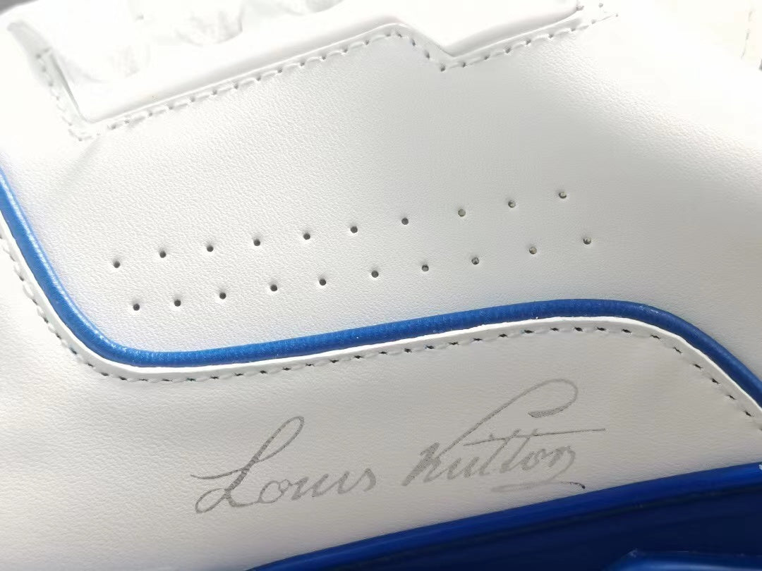 Louis Vuitton Trainer White Blue Signature