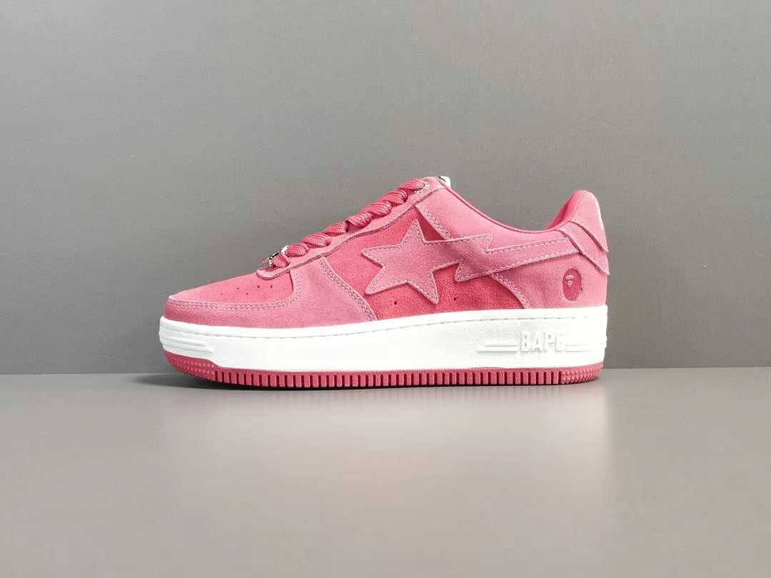 A Bathing Ape Bape Sta Low Pink suede