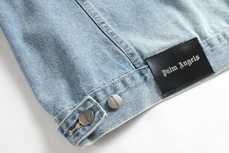 Palm Angels Logo Over Denim Jacket 'Blue/White'