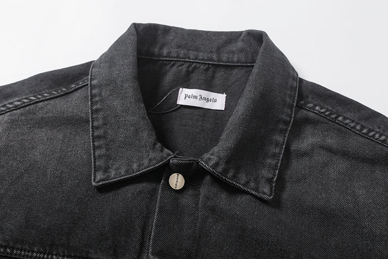 Palm Angels Washed Denim Trucker Jacket 'Grey'