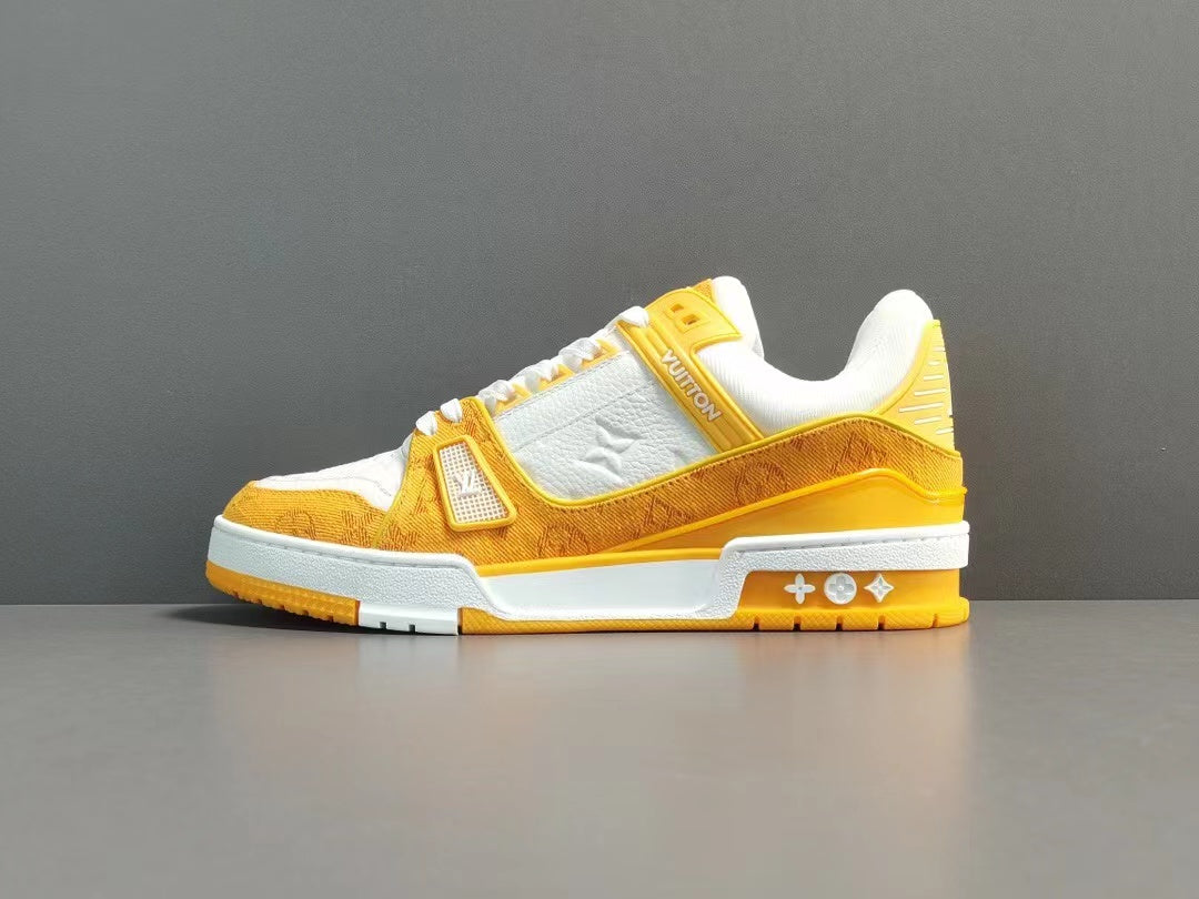 Louis Vuitton Trainer Yellow Monogram Denim White