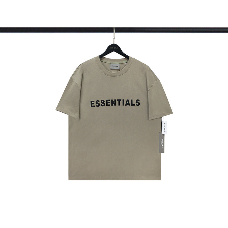 Fear of God Essentials Boxy T-Shirt Applique Logo 'Heather Oatmeal'